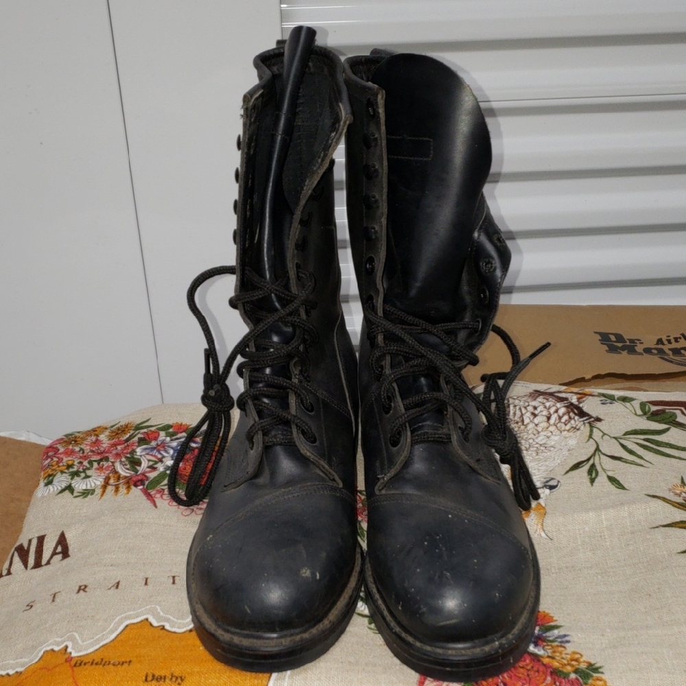 Biltrite ANSI Z41-1991/75 Black Leather Combat Boots Steel Cap Toe Size 11R